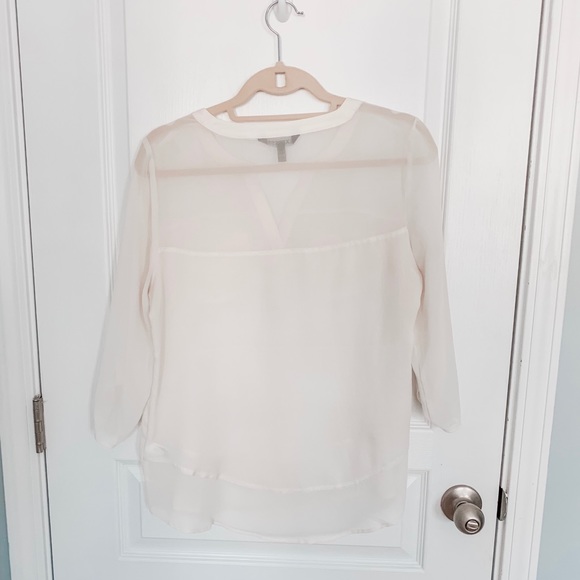 Express White 3/4 Sleeve Button Top - Picture 3 of 3